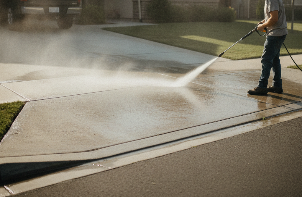 pressure washing driveway